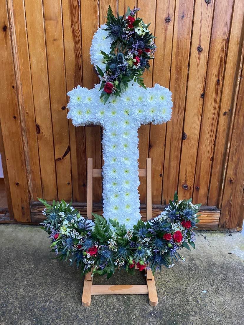 Bespoke Funeral Anchor  created by  Rachel's Country flowers who is a specialist funeral florist situated in the Scottish Highlands. Covering Edderton, Tain, Seaboard Villages, Balintore, Hilton, Fearn, Portmahomack, Invergordon, Alness, Dornoch, Golspie, Ardgay, Lairg. Lettering casket sprays, sheafs, posies and wreaths