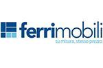 Logo for Ferri Mobili: dark blue text with a blue block design. Tagline "su misura, stesso prezzo."