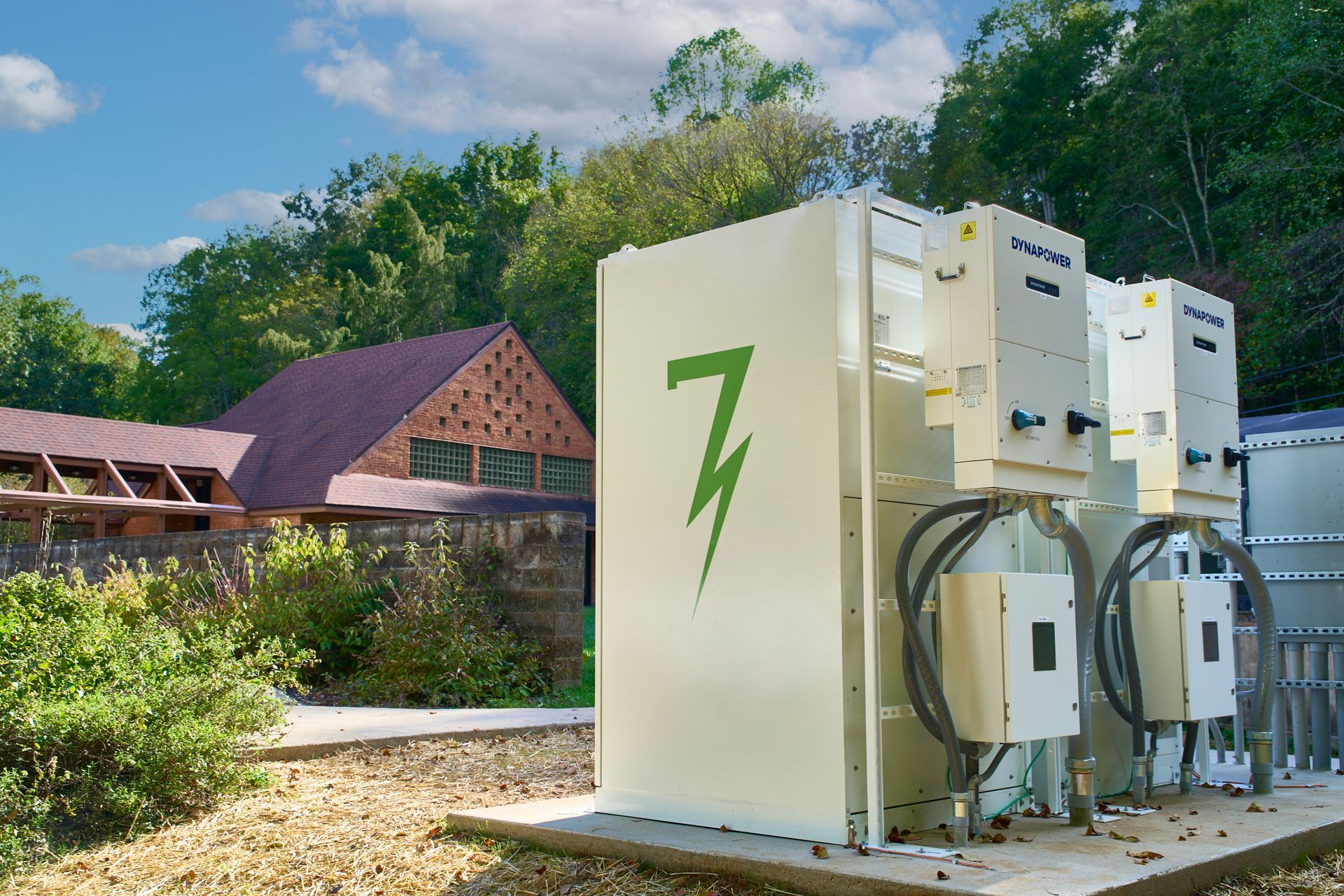 A white box with a green lightning bolt on it