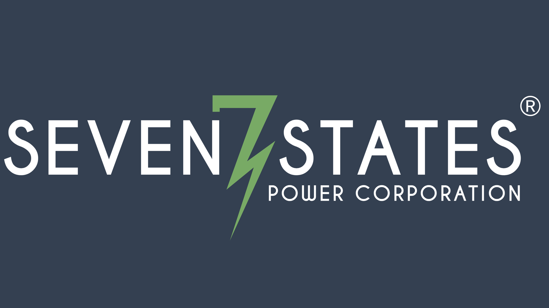 The seven states power corporation logo is on a blue background
