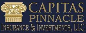 Capitas Pinnacle Insurance & Investments, LLC logo with a gold column top on a dark blue background.