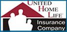 United Home Life Insurance Company logo: red roof, white figures, black text.