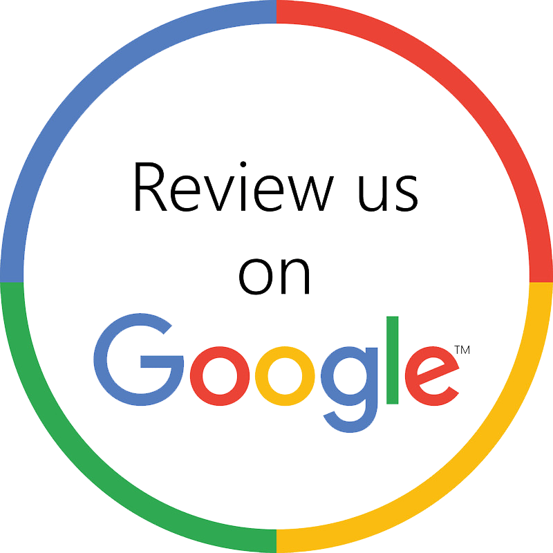 Google Reviews circle; encourages viewers to review business on Google.