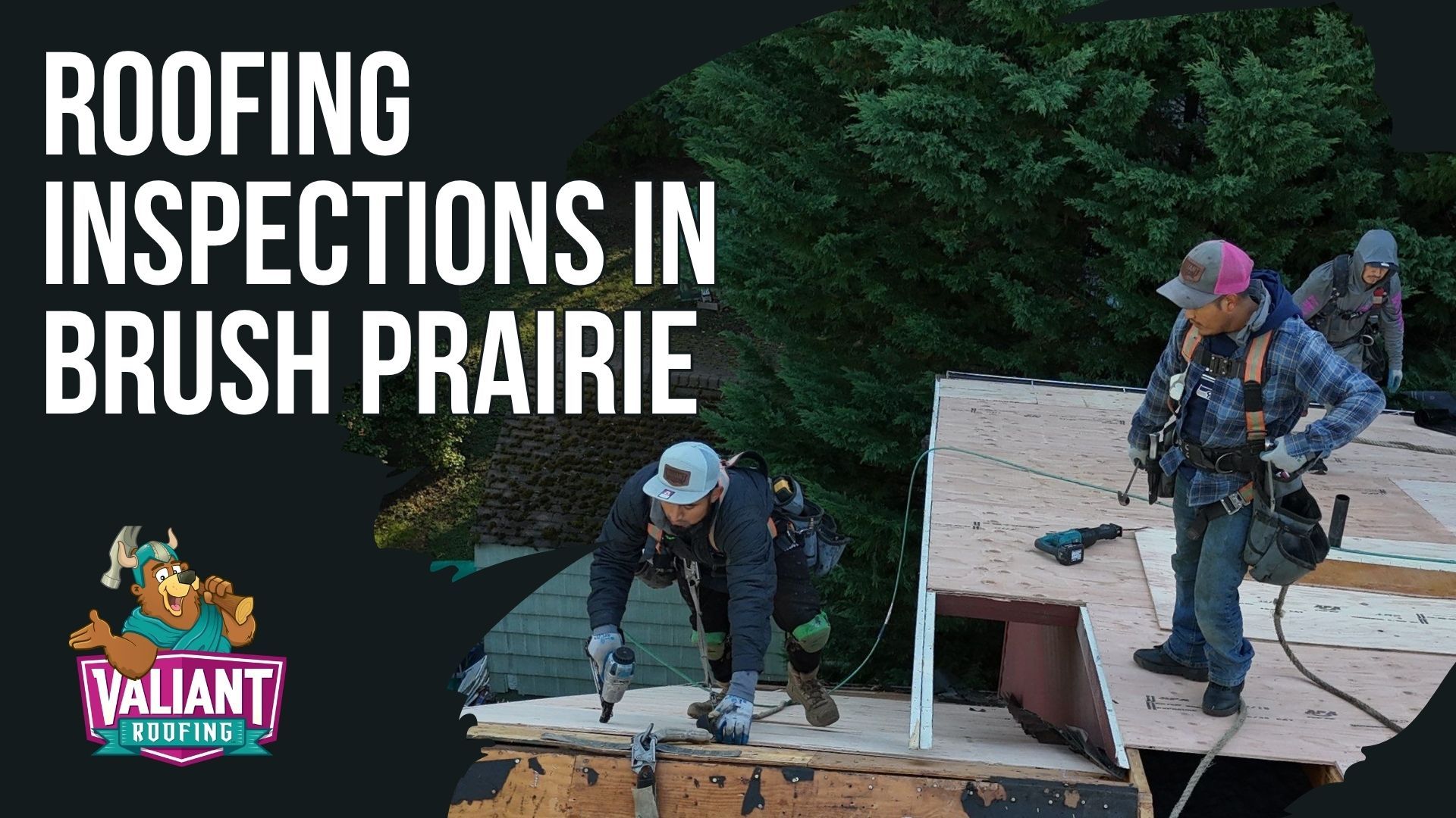 Two workers on a roof in Brush Prairie with 
