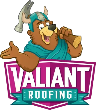 Valiant Roofing logo featuring our bear mascot holding a hammer, representing trusted roofing services based in Vancouver, WA. We provide roof repairs, roof replacements, and free roof inspections across Clark County including Vancouver, Camas, Ridgefield, Battle Ground, Washougal, and La Center, and serve key Multnomah County areas such as Portland, Gresham, and Troutdale.