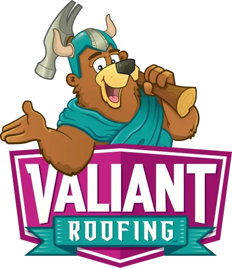 Valiant Roofing logo featuring our bear mascot holding a hammer, representing trusted roofing services based in Vancouver, WA. We provide roof repairs, roof replacements, and free roof inspections across Clark County including Vancouver, Camas, Ridgefield, Battle Ground, Washougal, and La Center, and serve key Multnomah County areas such as Portland, Gresham, and Troutdale.