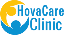blue and yellow logo for Hova Care Clinic