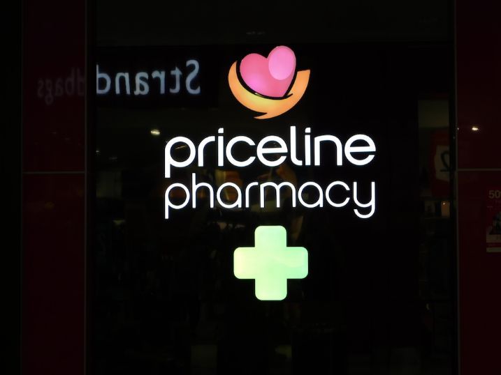 A Priceline Pharmacy Sign Is Lit Up At Night — Cairns Signcorp In Portsmith, QLD