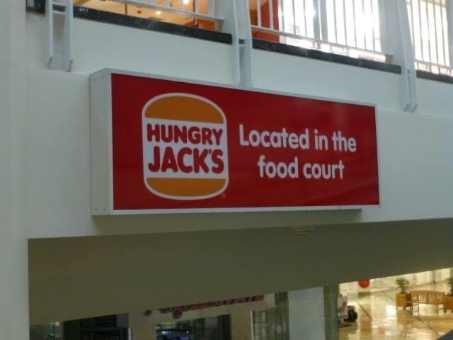 A Sign For Hungry Jack 's Located In The Food Court — Cairns Signcorp In Portsmith, QLD