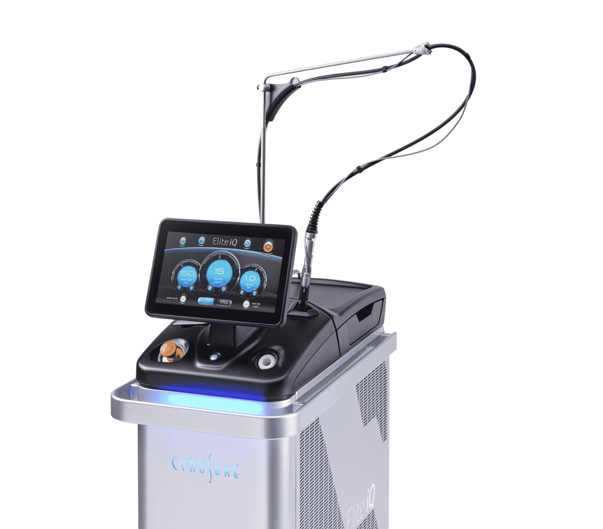 A machine with a monitor on top of it on a white background.