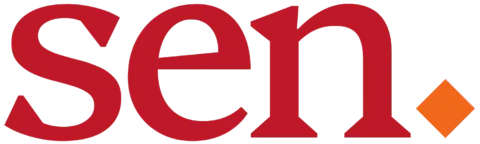 Sen. logo in red with an orange diamond.