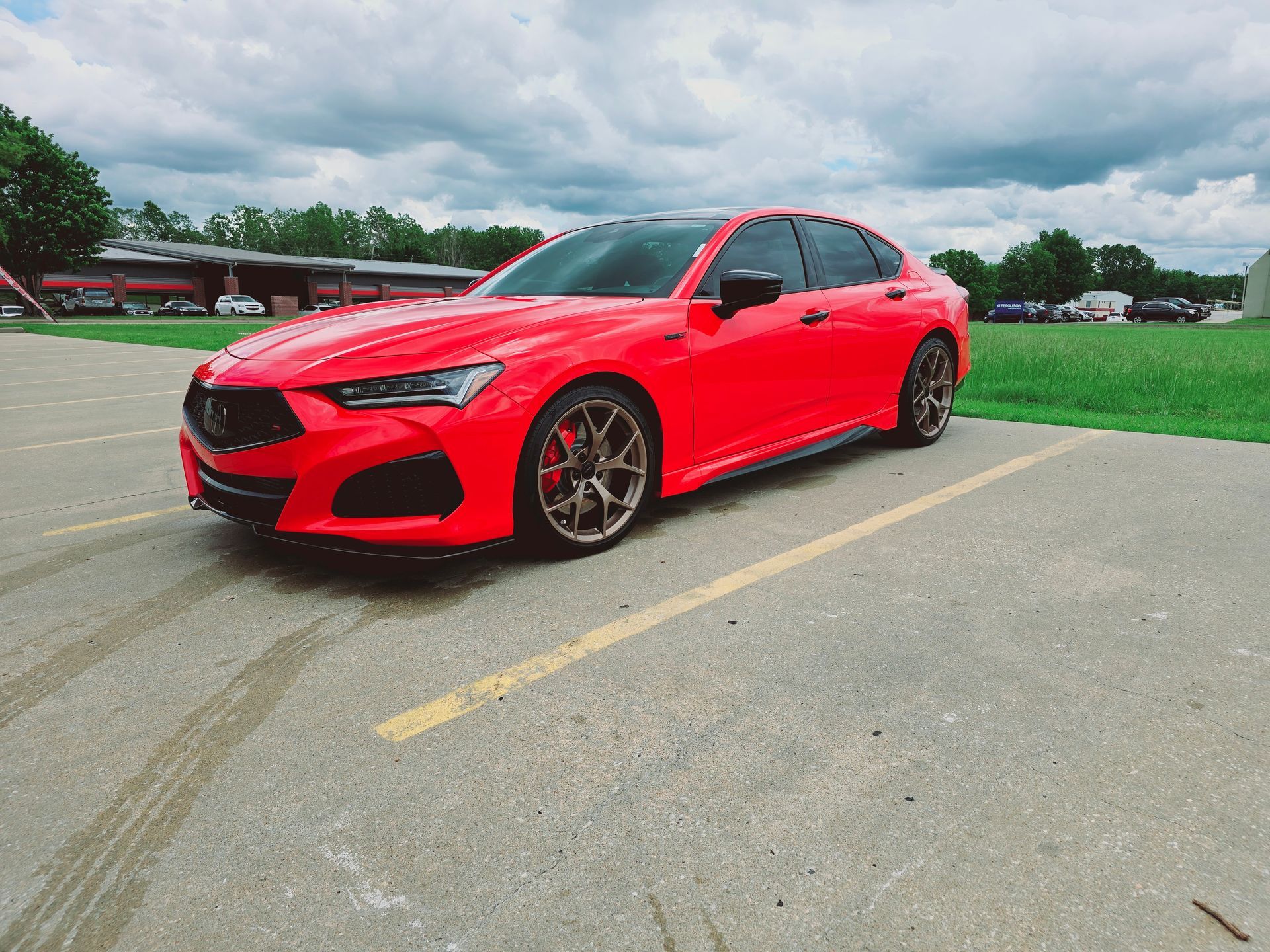 Ceramic coating applied on a red sports car