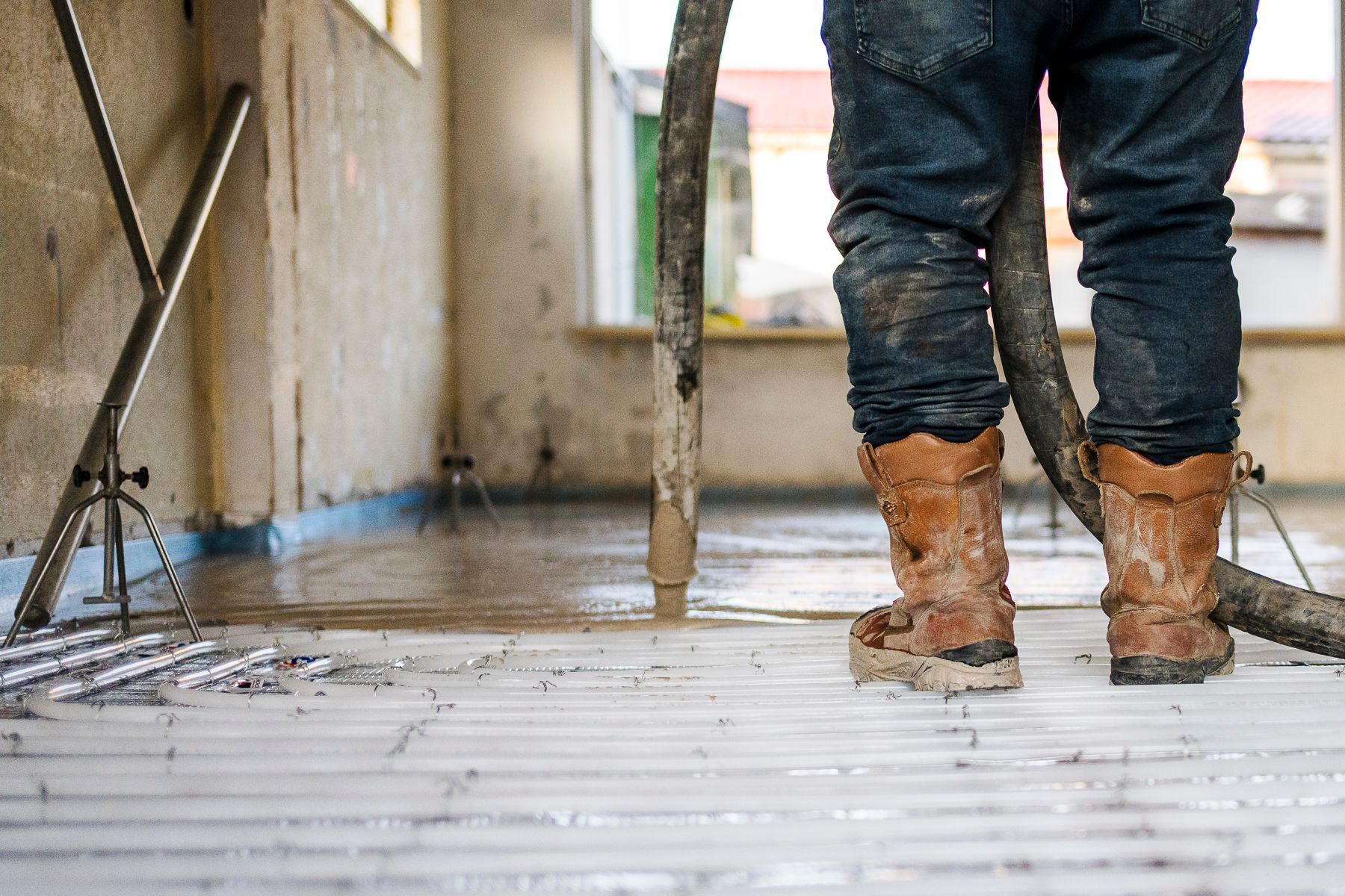 schuimbetonvloer met vloerverwarming