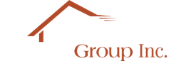 A brown logo featuring a simplified house roof outline above the text "Group Inc."