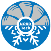 Ein Logo für Nord Tech mit einem Ventilator und Schneeflocken