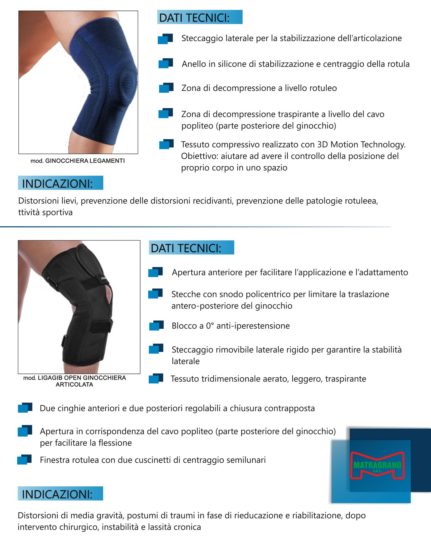 Depliant tutori ginocchio