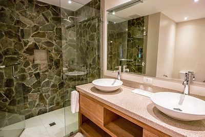 Modern Bathroom with Granite Counter — Oroville, CA — Custom Tile & Granite