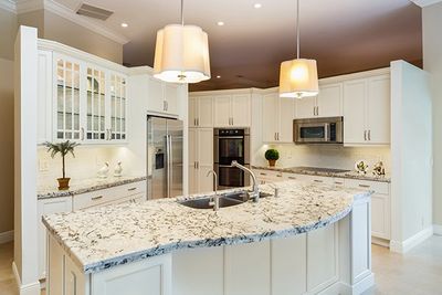 Home Kitchen with White Cabinets — Oroville, CA — Custom Tile & Granite
