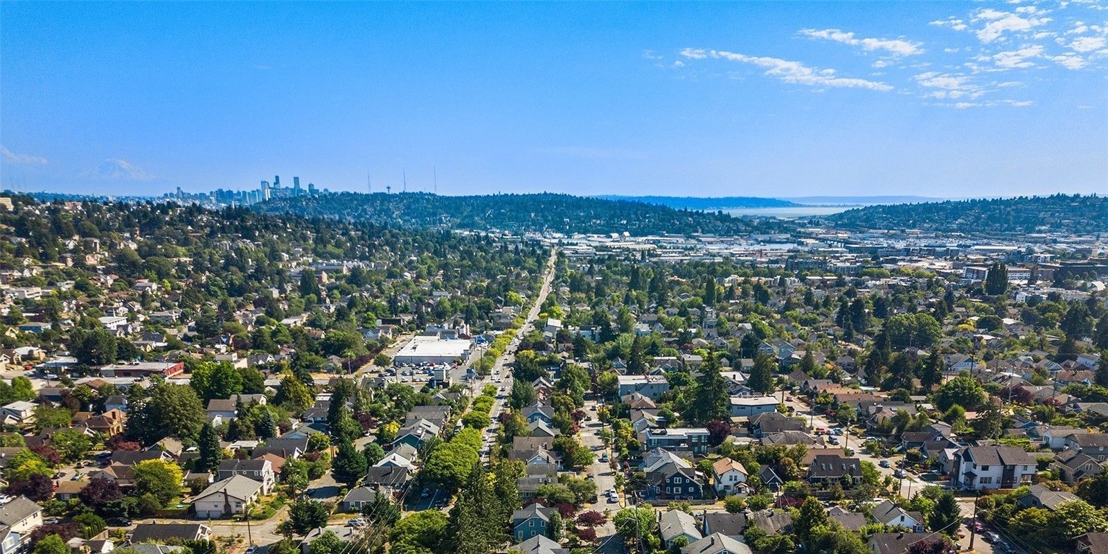 Drone photo of the Greenwood Neighborhood of Seattle, Wa