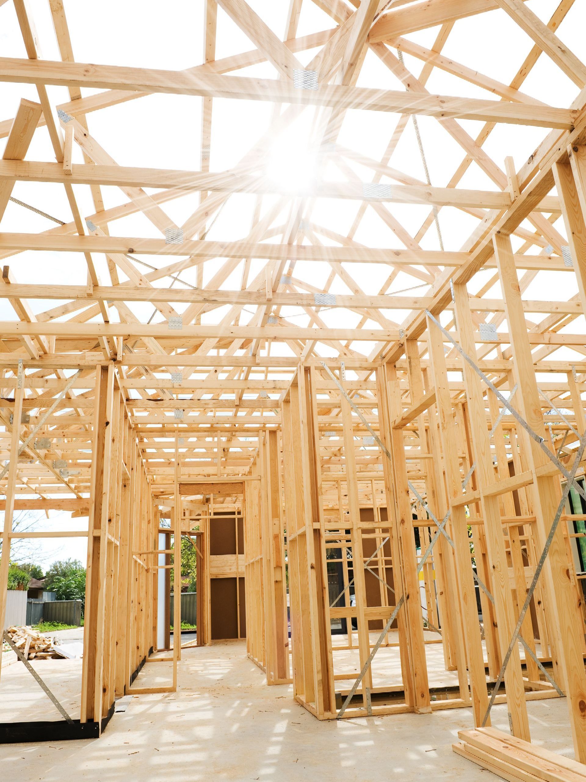 custom home framing during home building project