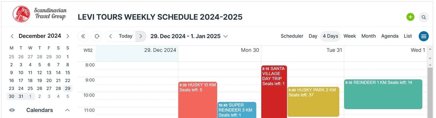 Levi Tours Real-Time Calendar