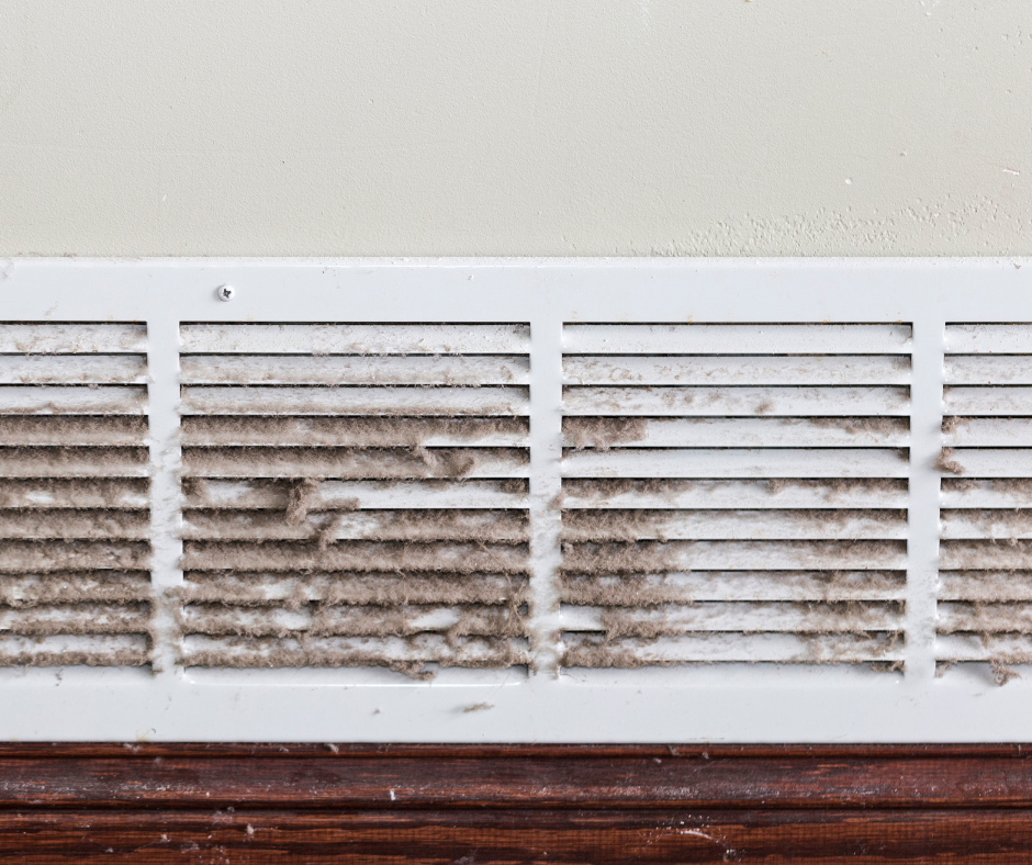 Dirty air return vent indicating need for duct cleaning and indoor air quality solutions