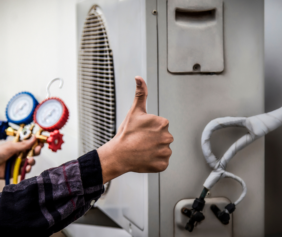 HVAC technician approving HVAC repair services after system performance check