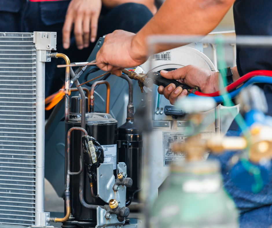 HVAC installation and replacement services with copper line brazing