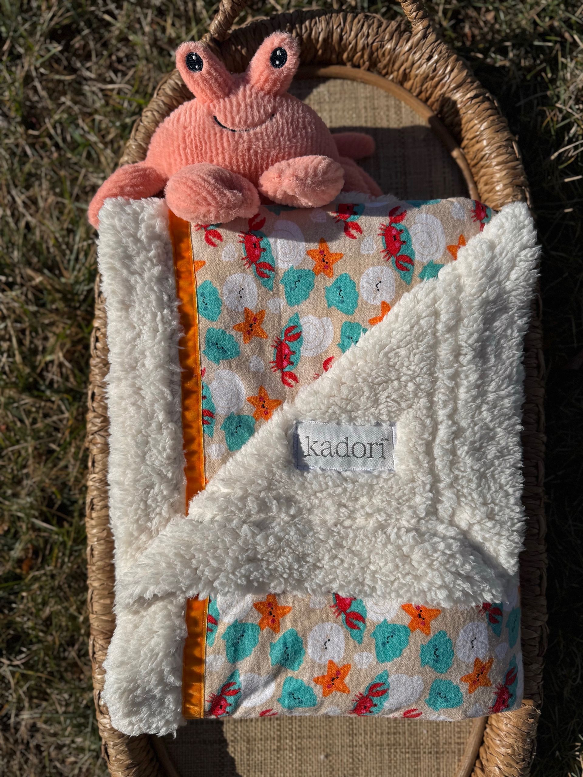 kadori sherpa baby blanket with printed beach print material