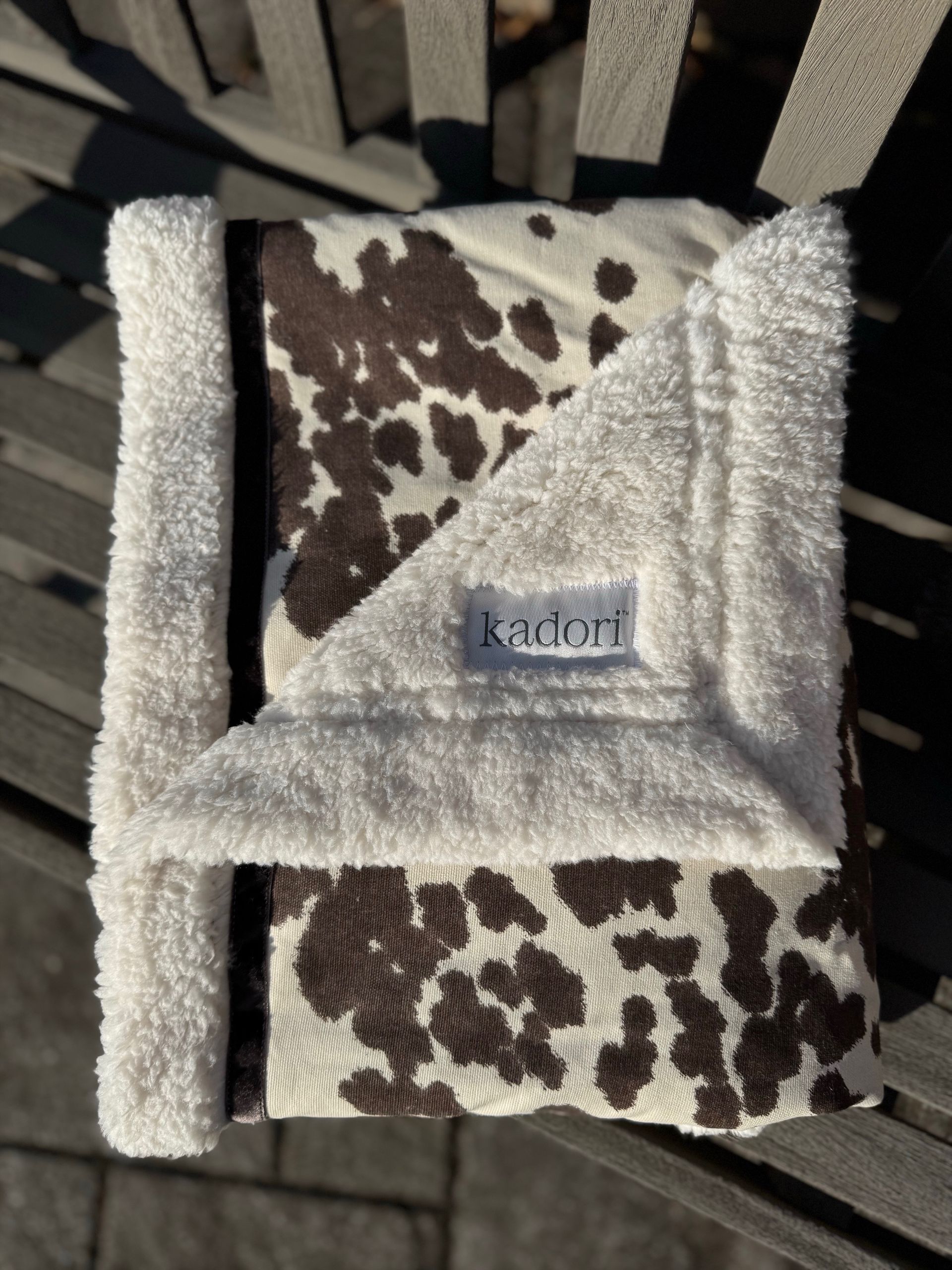 kadori sherpa baby blanket with cow print material