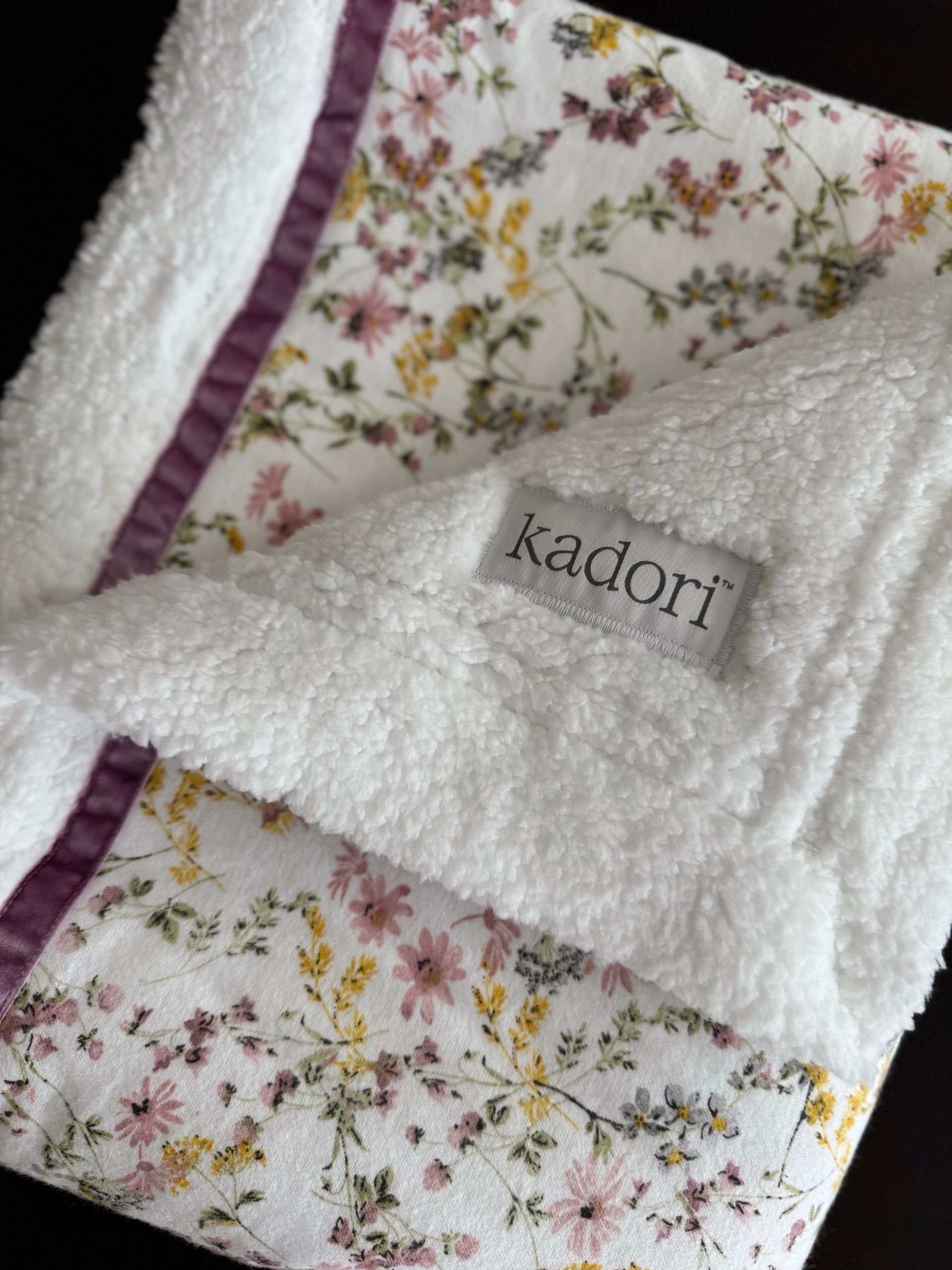 kadori sherpa baby blanket with printed flower material