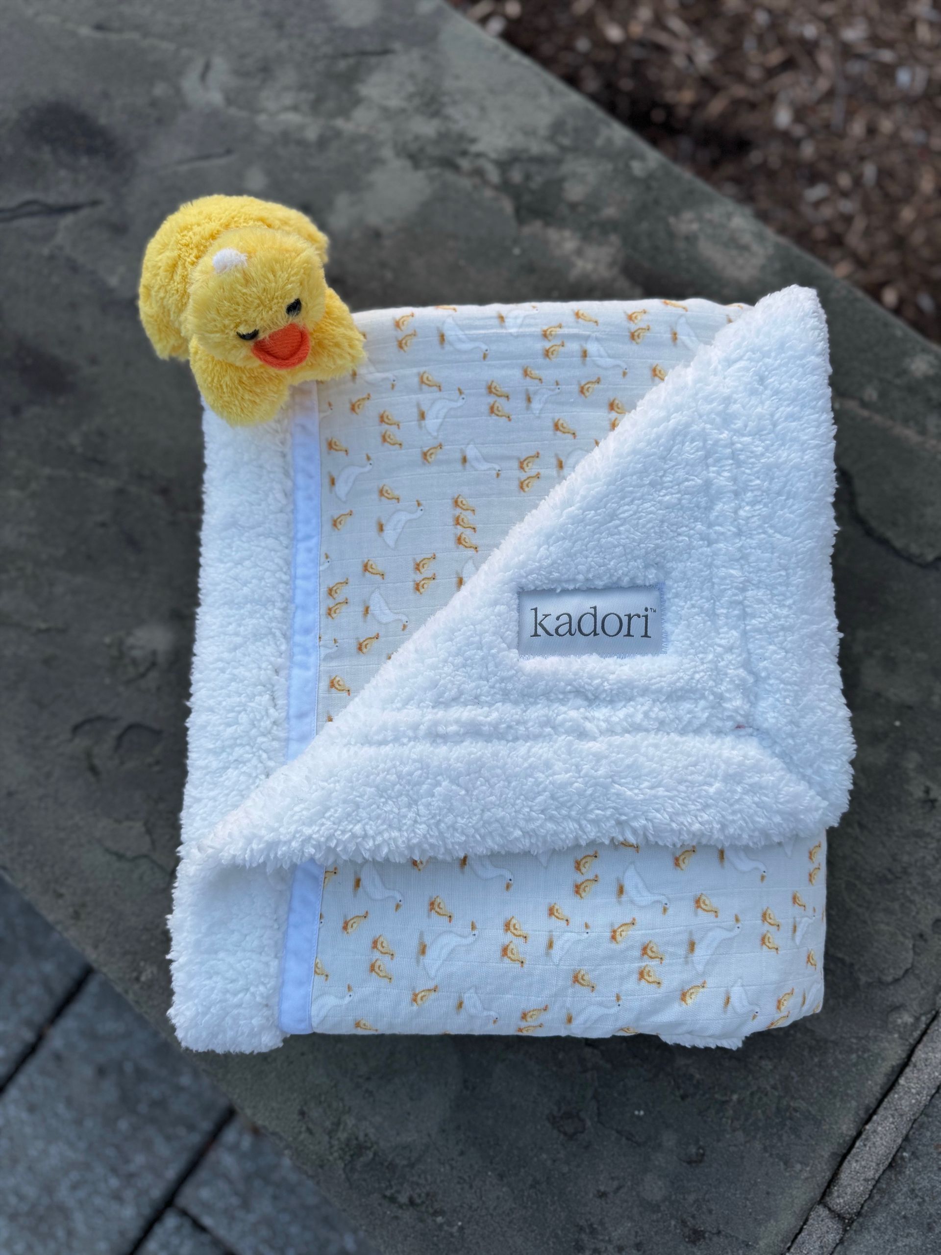 ducklings crossing material fabric blanket
