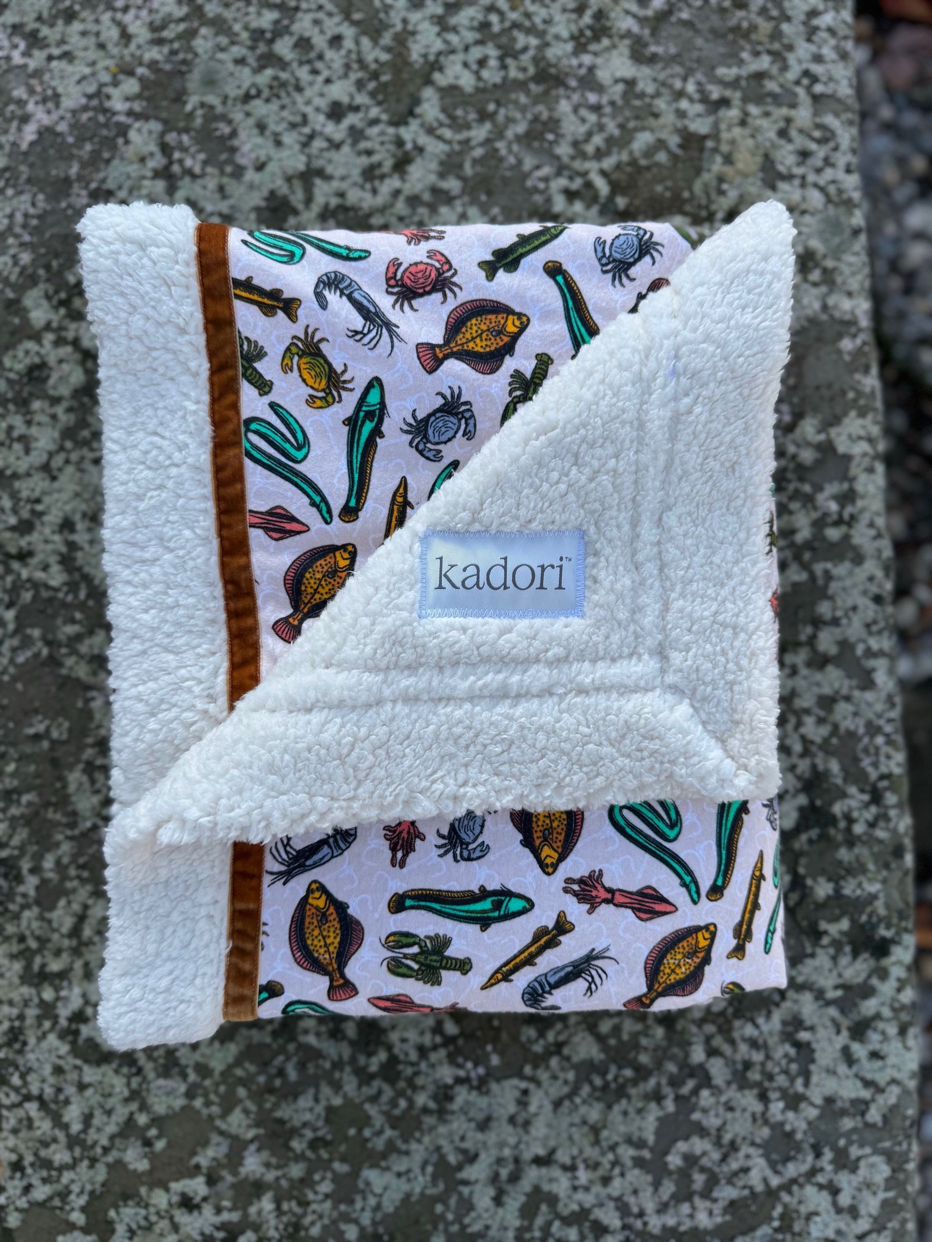 kadori sherpa baby blanket with fishing printed material