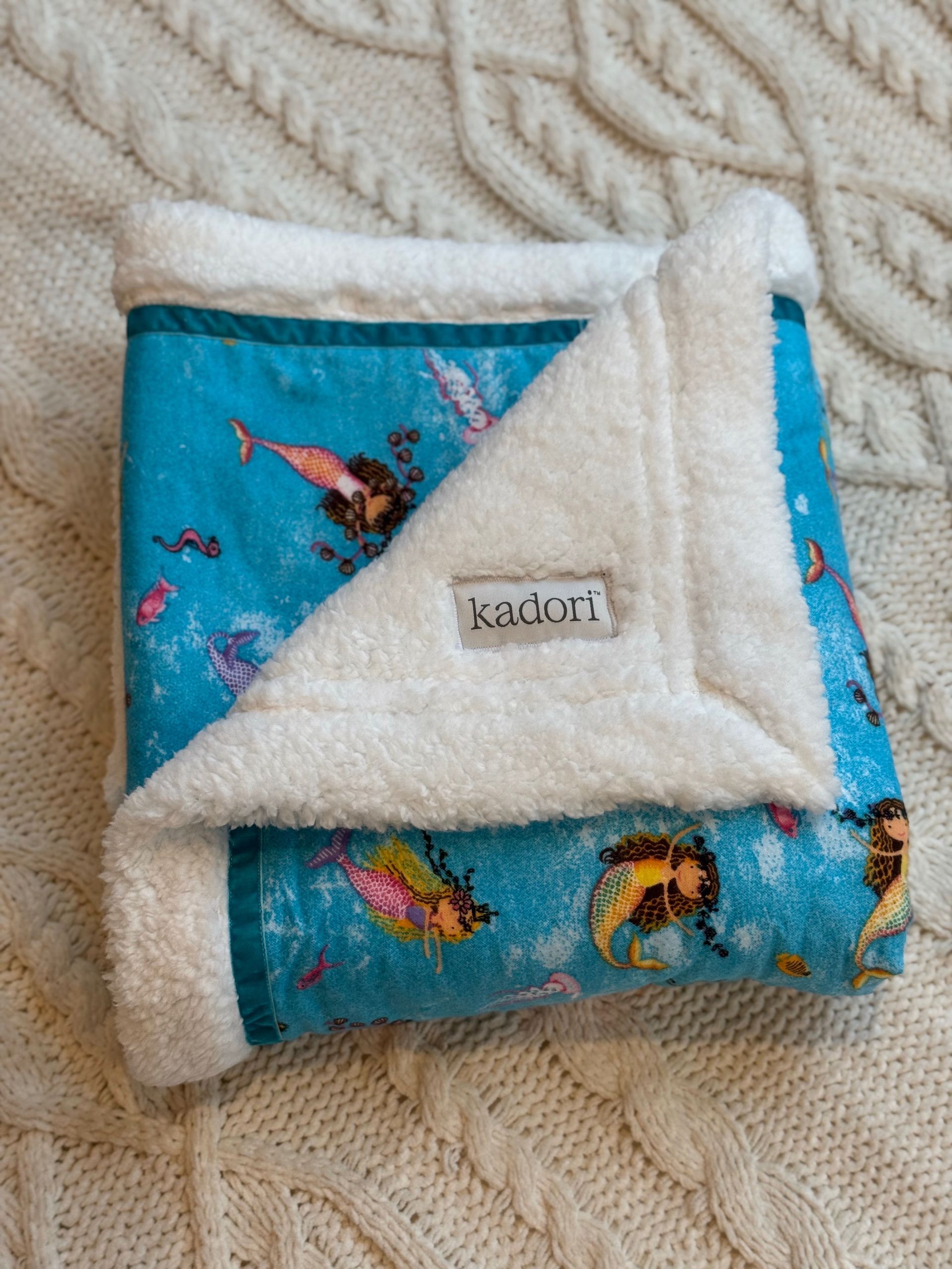kadori sherpa baby blanket with printed mermaid material