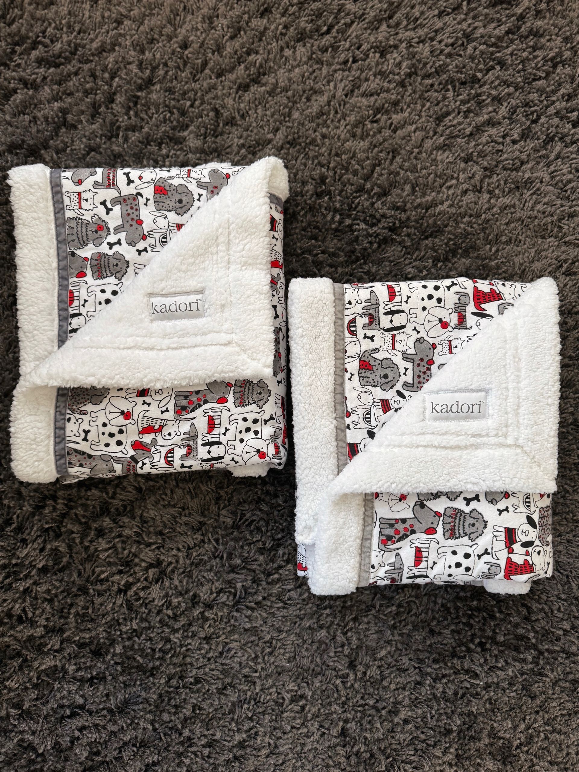 kadori sherpa baby blanket with dog printed material