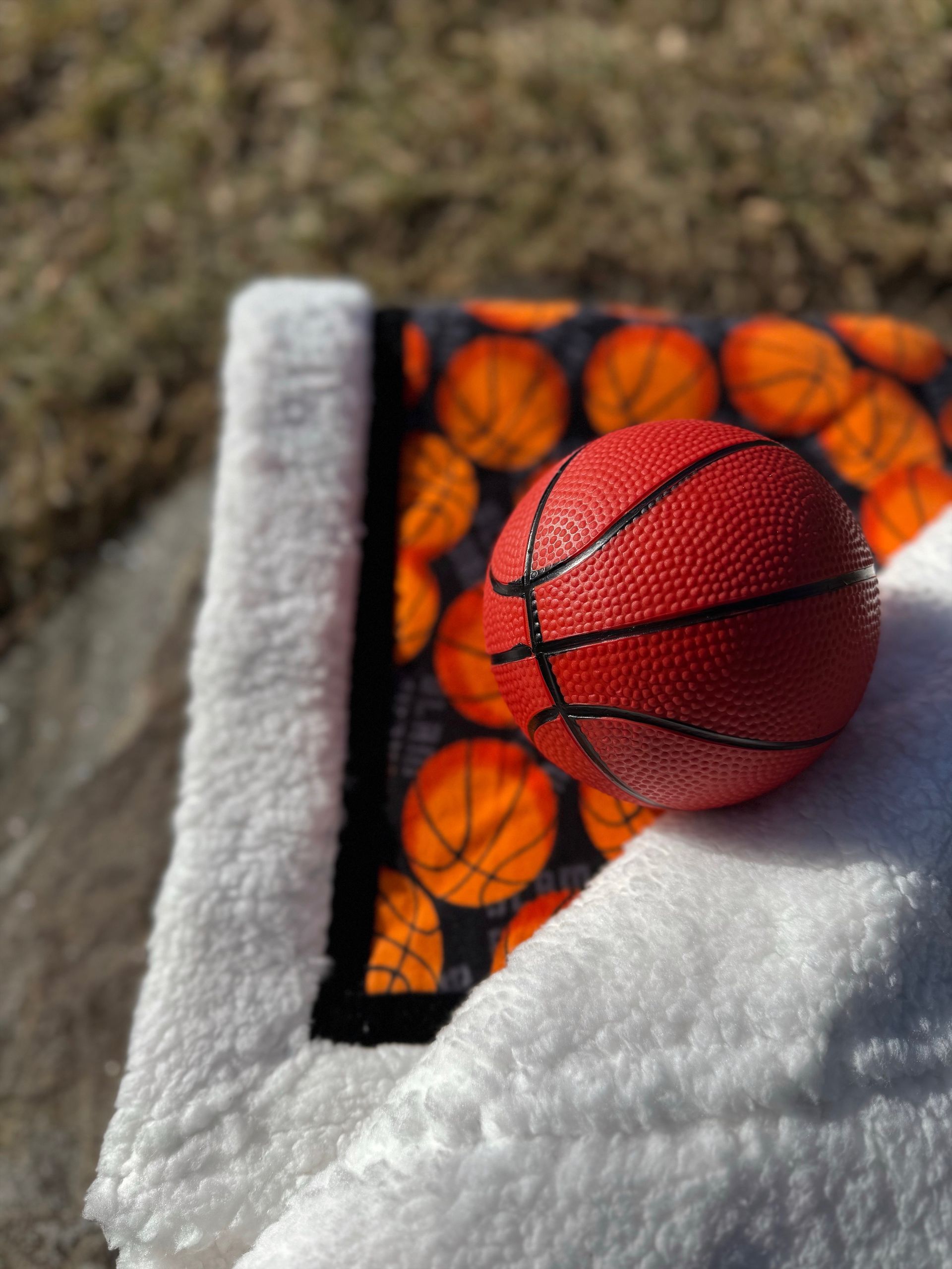 kadori sherpa baby blanket with printed backetball material