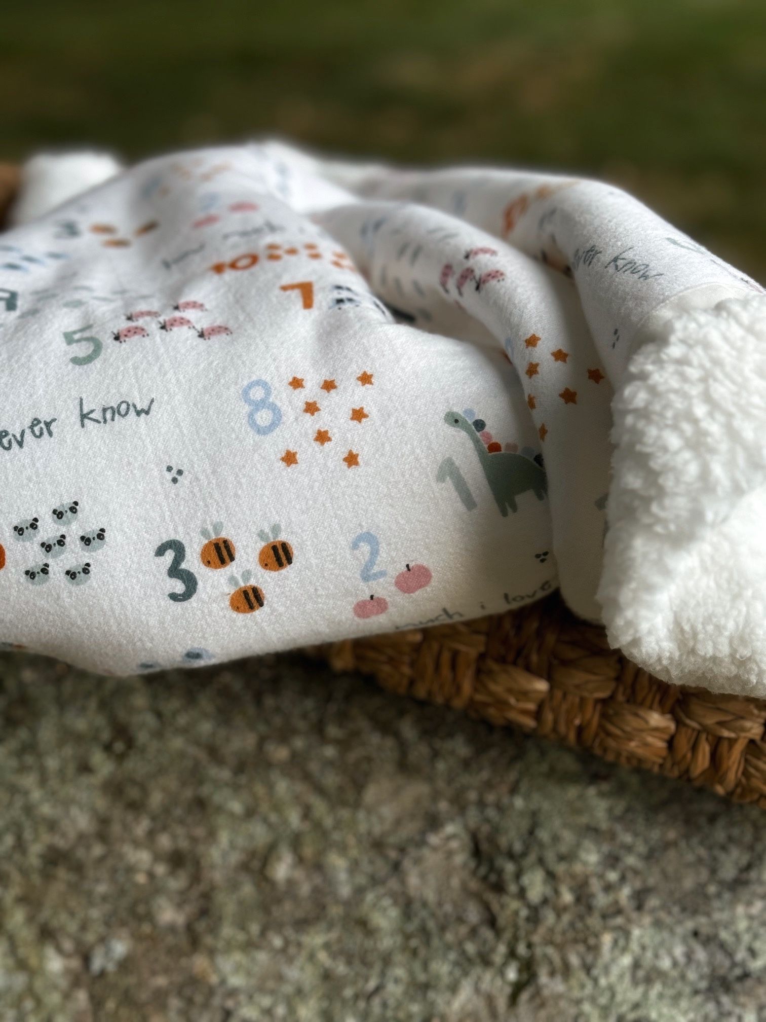 kadori sherpa baby blanket with  printed material