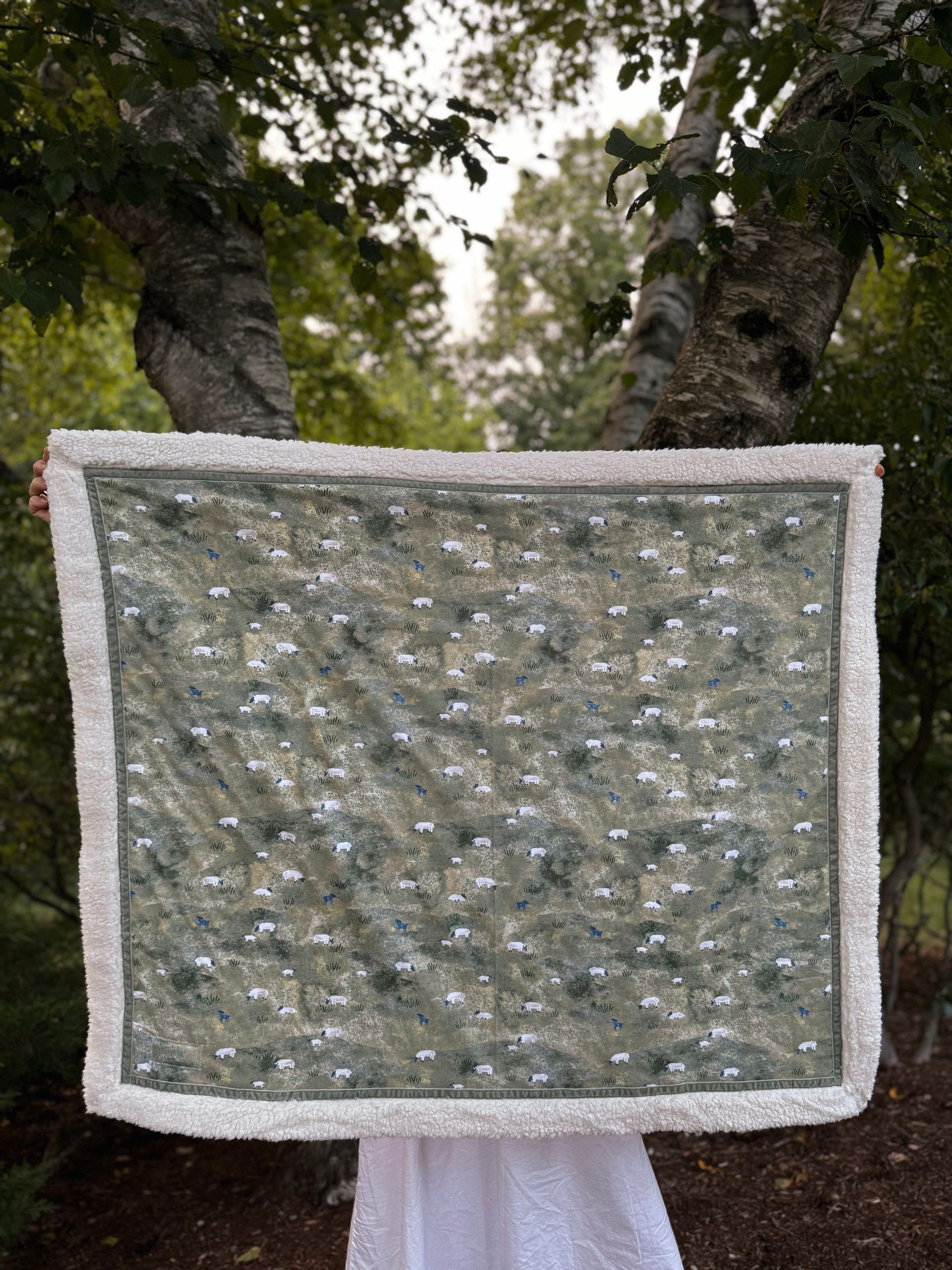 kadori sherpa baby blanket with sheep printed material
