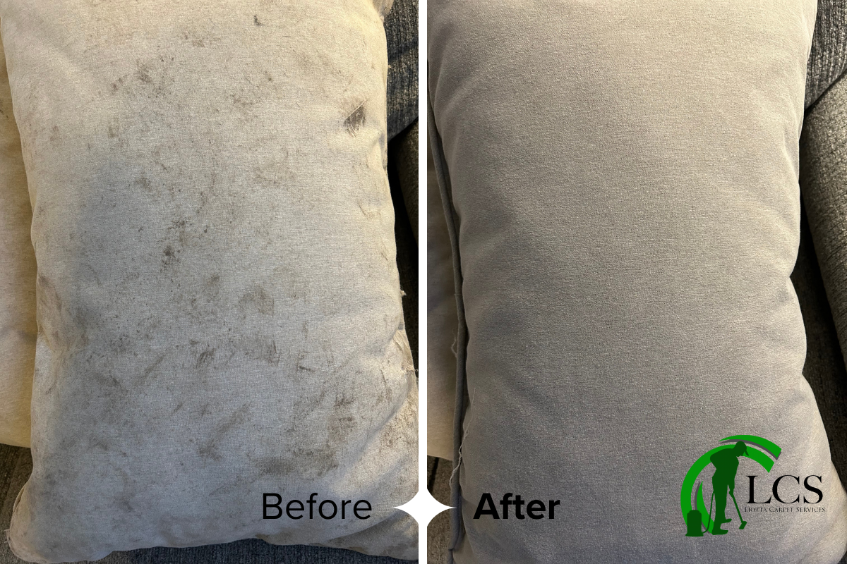 Before and after couch cushion cleaning
