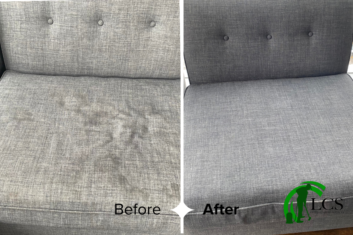 Before and after couch cushion cleaning