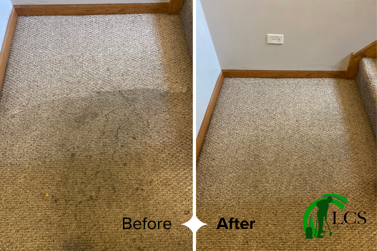 Showing before and after carpet cleaning
