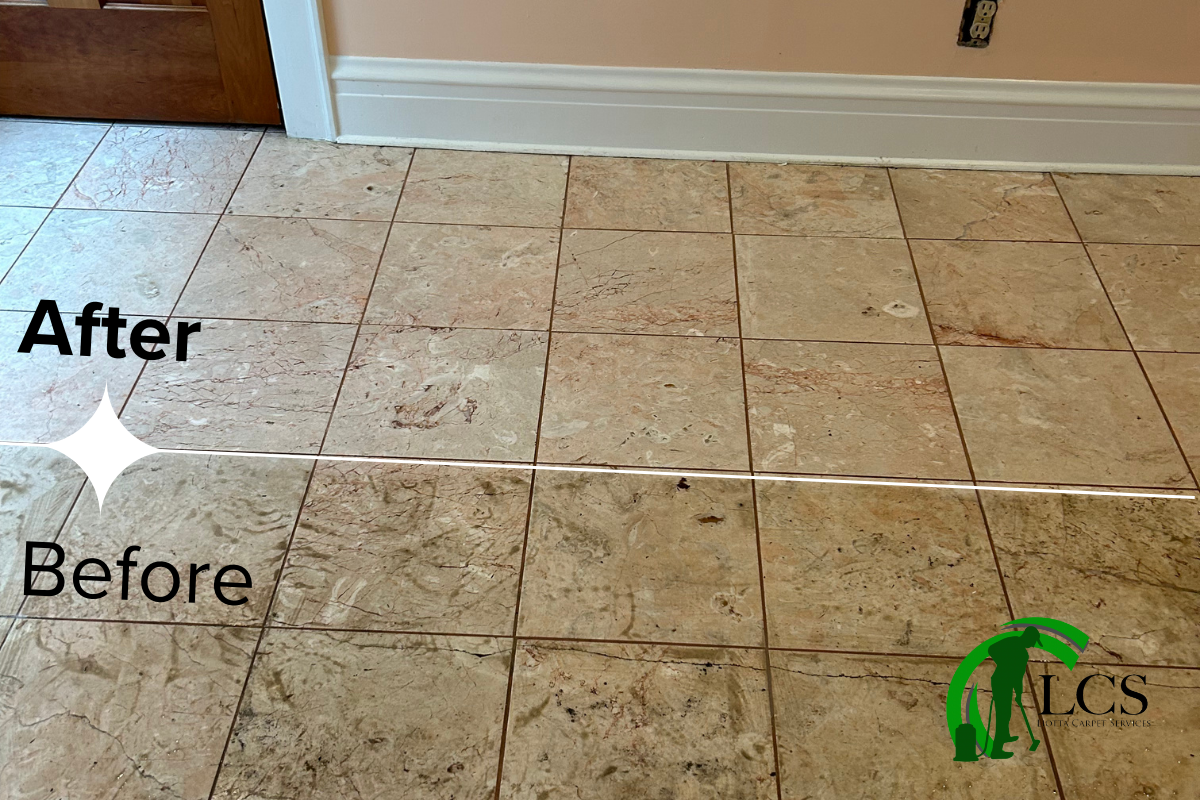 Showing before and after tile cleaning