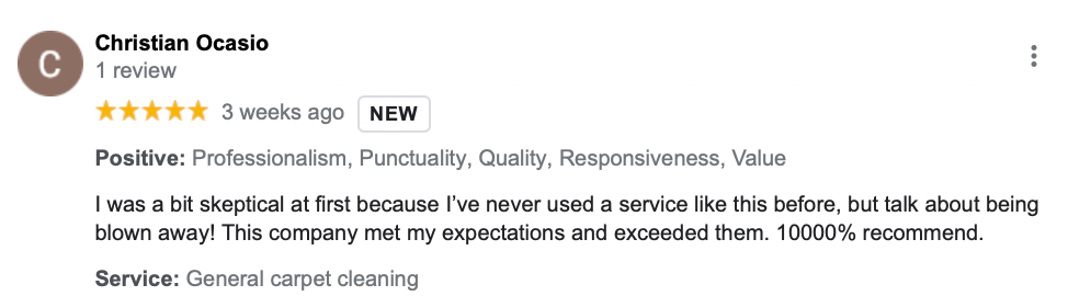 Positive Google Review