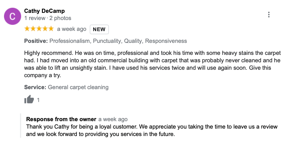 Positive Google Review