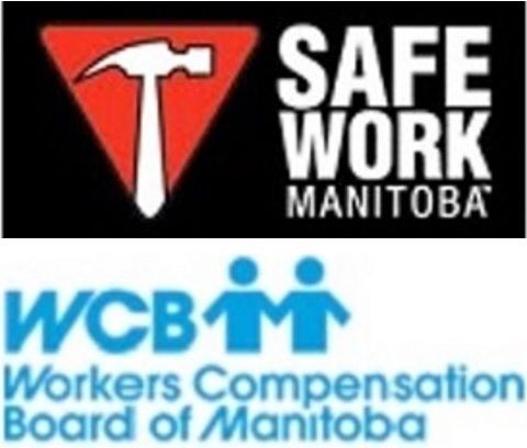 Two logos for safe work manitoba and workers compensation board of manitoba