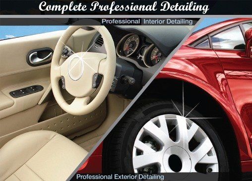 An ad for complete professional detailing shows the interior and exterior of a car