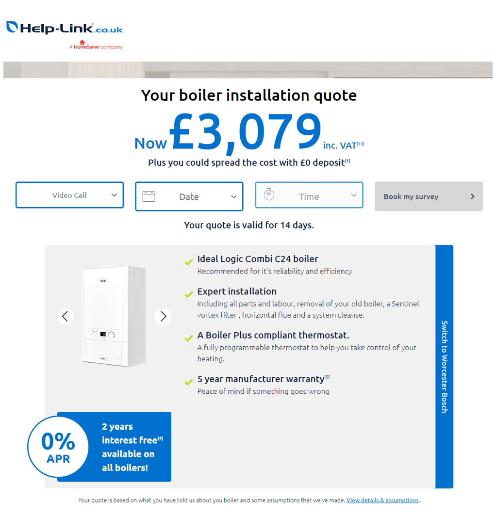 Help-Link Conventional to Combi Boiler Prices