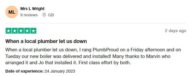 PlumbProud Trustpilot ratings