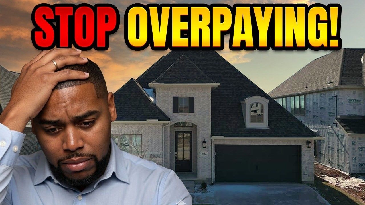 A person looks stressed with their hand on their forehead in front of a house, with the text