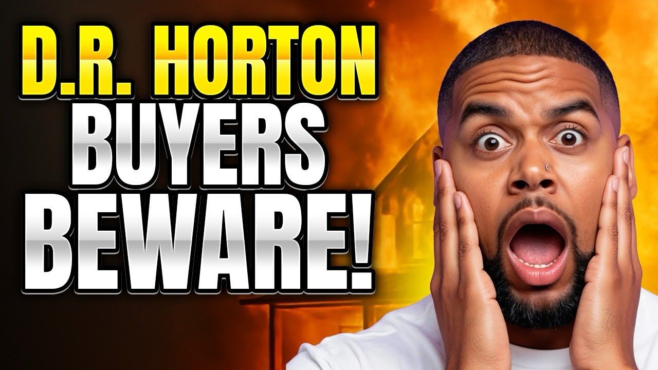 D.R. Horton warning graphic with large “BUYERS BEWARE!” text and a shocked man holding his face.